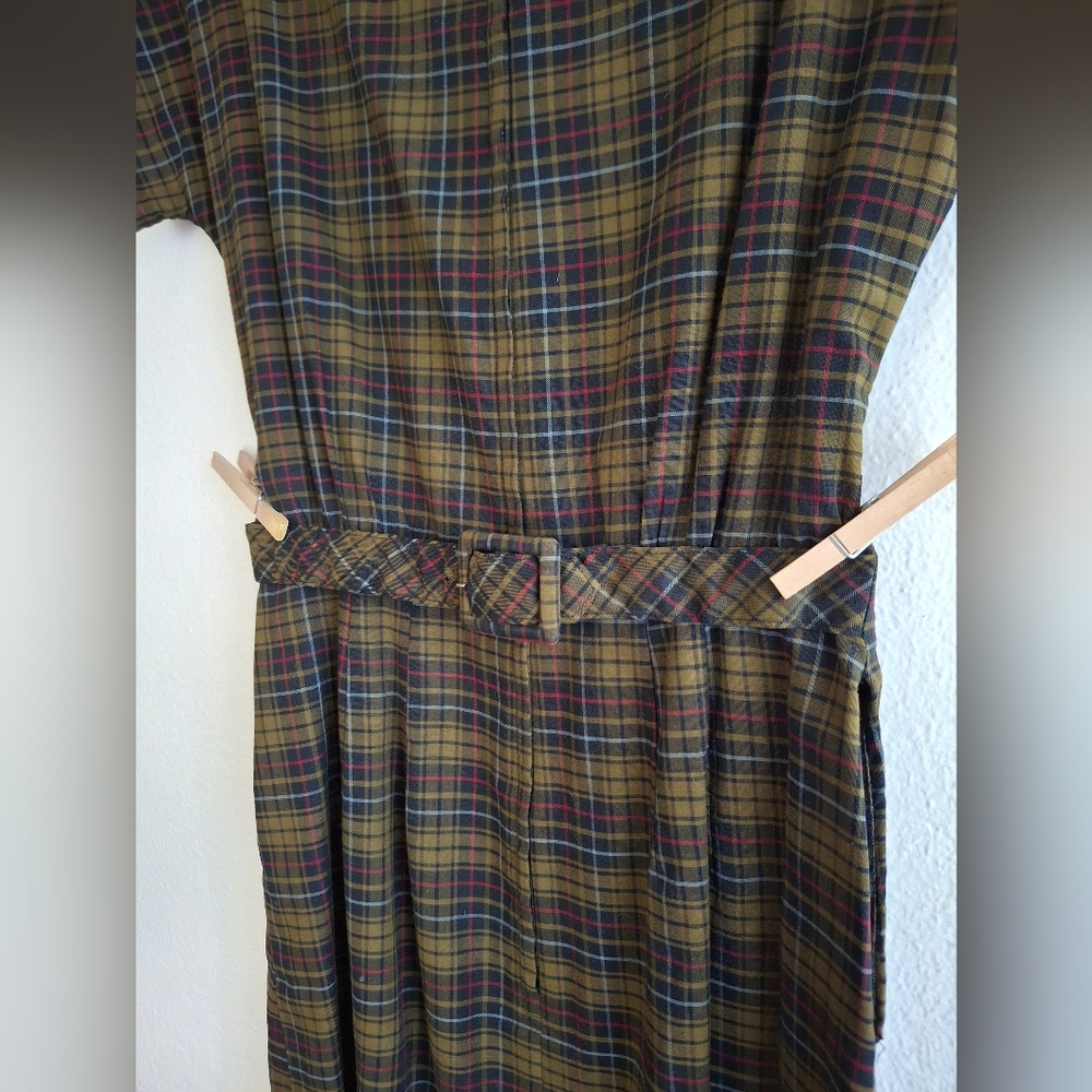 Vintage 1950s Plaid Women's Dress - image 7